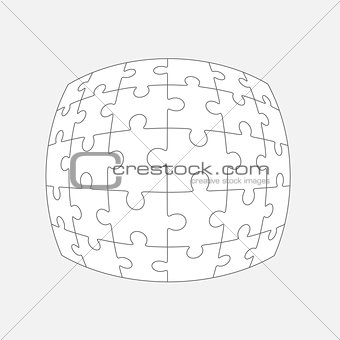 Six jigsaw puzzle parts, blank vector 6x5 pieces