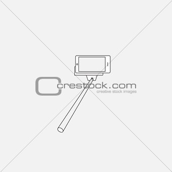 Selfie monopod stick symbol with smartphone
