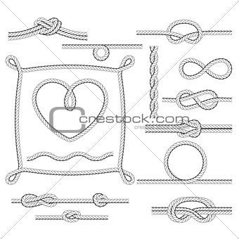 Rope frames and knots - borders and corners