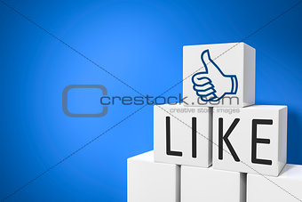 cubes with thumb up for social networking