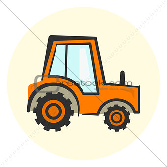 Cute cartoon colorful tractor icon