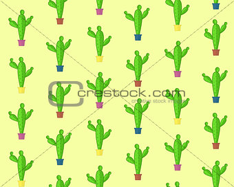 Cute cartoon seamless cactus pattern