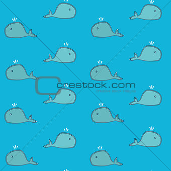 Cute cartoon whales pattern