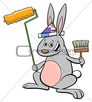 rabbit painter cartoon character