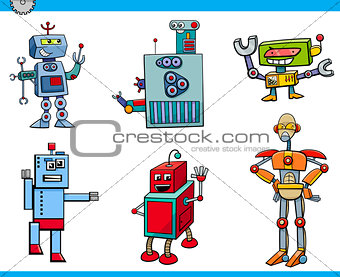 robot cartoon characters set