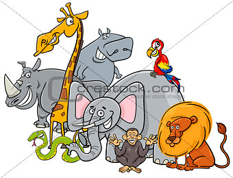 cartoon safari animals group