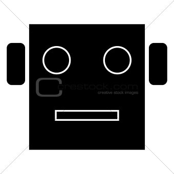 Robot head the black color icon .