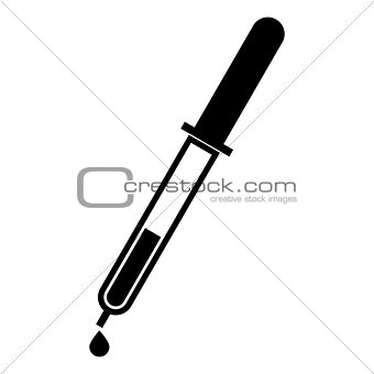 Pipette with drop the black color icon .