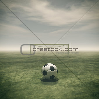 Soccer ball on a green grass 
