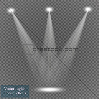 Vector spotlight on transparent background. Light effect