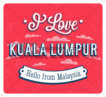 Vintage greeting card from Kuala Lumpur - Malaysia.