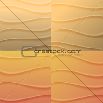 Set of backgrounds waves of sand, vector illustration.