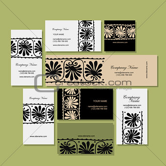 Business cards design, ethnic floral ornament