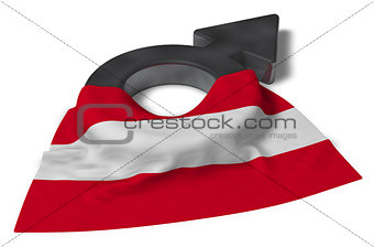 mars symbol and flag of austria - 3d rendering