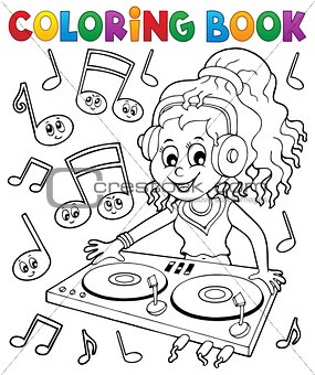 Coloring book DJ girl