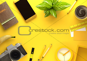 Office Desktop View with Business Objects in Yellow