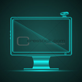 Turquoise neon computer