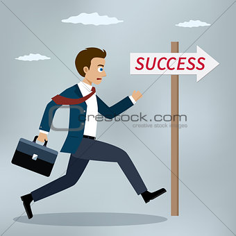 Businessman running to success.
