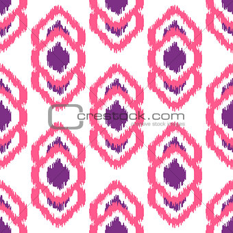 Ikat geometric seamless pattern. Pink and violet collection.
