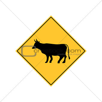 Cow Road Sign Warning