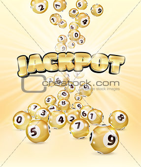 Illustration Golden Bingo balls fall randomly.