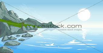 Seascape with peaks