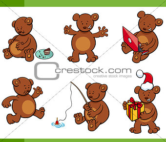 cartoon bear animal characters set