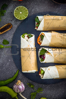 Tortilla wraps with vegetables
