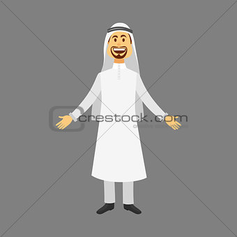 Cartoon images set of arab man in traditional arabic clothing isolated vector illustration