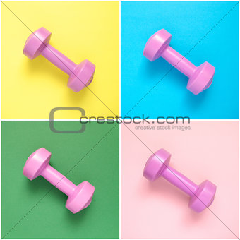 Collage of pink dumbbells