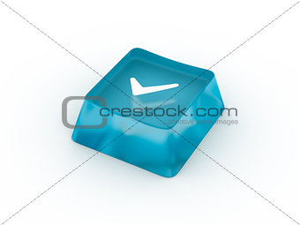 Check mark symbol on keyboard button. 3D rendering