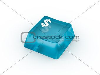 Dollar symbol on keyboard button. 3D rendering