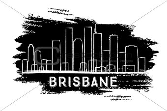 Brisbane Skyline Silhouette. Hand Drawn Sketch.