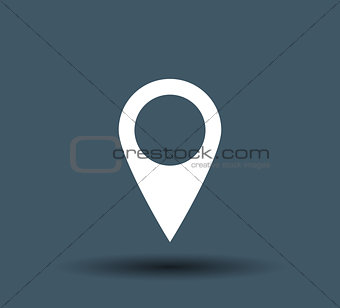 Map pointer flat single icon on white background
