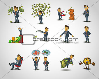 Set of Happy office man on white background . Vector