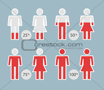 People Percentage Icons for infographic or presentation - vector Illustration