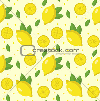 Lemon seamless pattern. Lemonade endless background, texture. Fruits background. Vector illustration.
