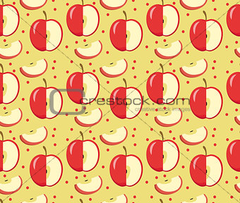 Apples seamless pattern. Red Apple endless background, texture. Fruits background. Vector illustration.