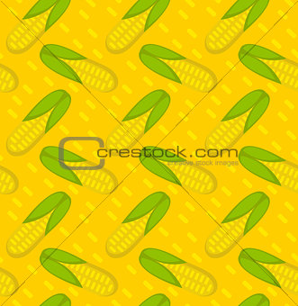 Corn seamless pattern. Maize endless background, texture. Vegetable backdrop. Vector illustration.