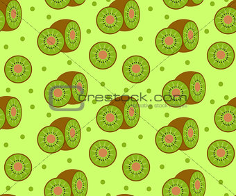 Kiwi seamless pattern. Kiwifruit endless background, texture. Fruits backdrop. Vector illustration.