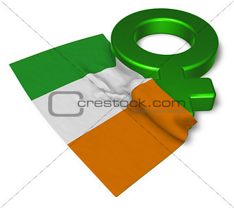 venus symbol and flag of ireland - 3d rendering
