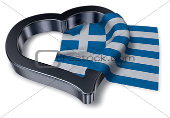 greek flag and heart symbol - 3d rendering