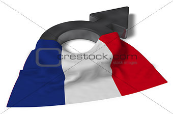 mars symbol and flag of france - 3d rendering