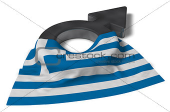 mars symbol and flag of greece - 3d rendering