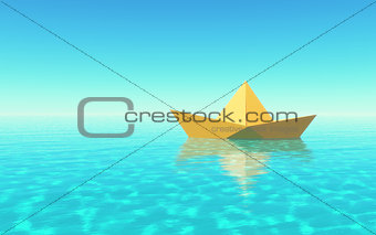 Paper boat sailing 