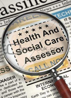 Health And Social Care Assessor Hiring Now. 3D.