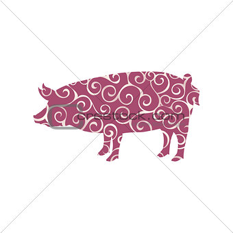 Pig farm mammal color silhouette animal