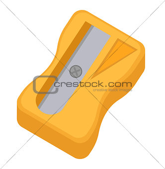 Sharpener for pencils icon, flat, cartoon style. Isolated on white background. Vector illustration.