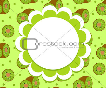 Kiwi label, wrapper template for your design. Fruit frame with space for text. Vector illustration.