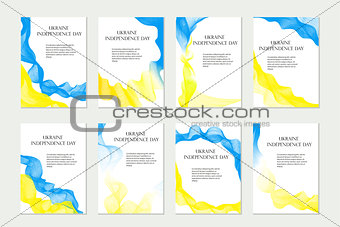 Independence Day Ukraine. Set of templates, brochures, flyers for your design in national flag colors. Vector illustration.